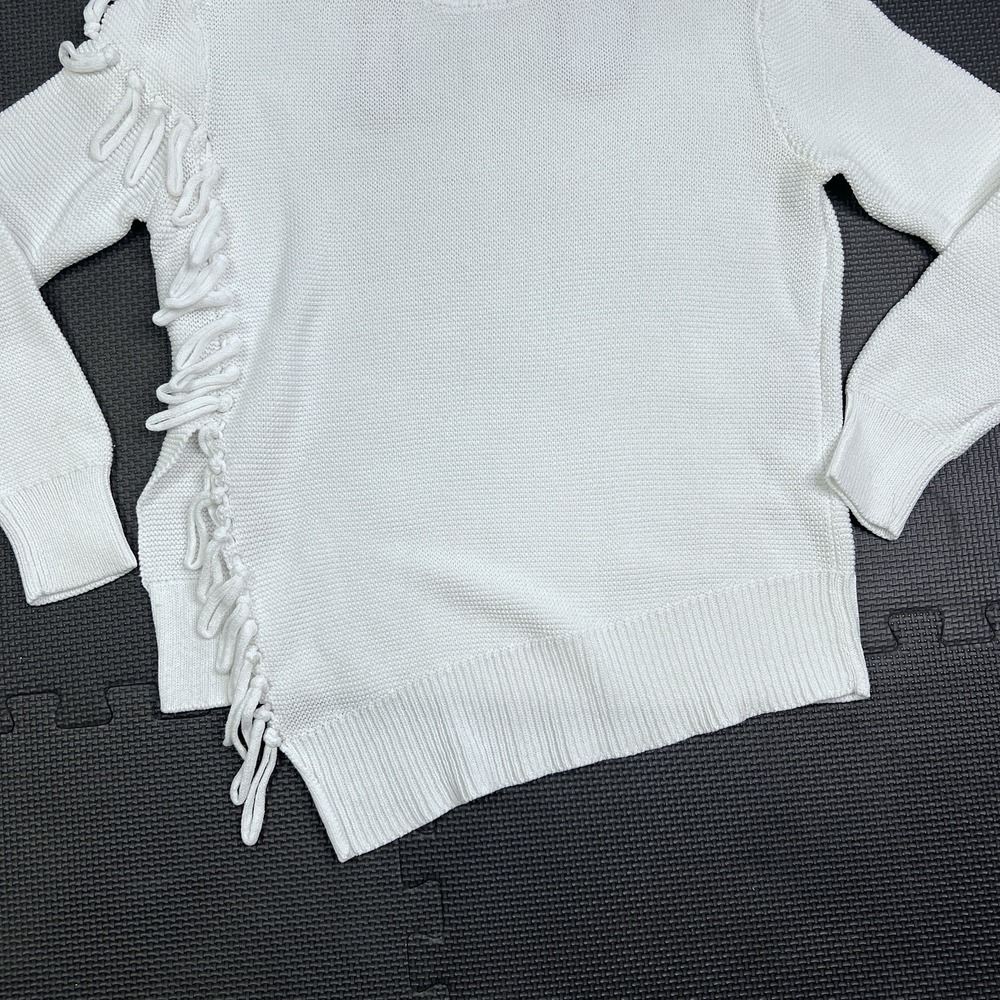 Manning Cartell White Knit Sweater Sm Asymmetric Fringe Avant Garde Minimalist - Picture 6 of 15